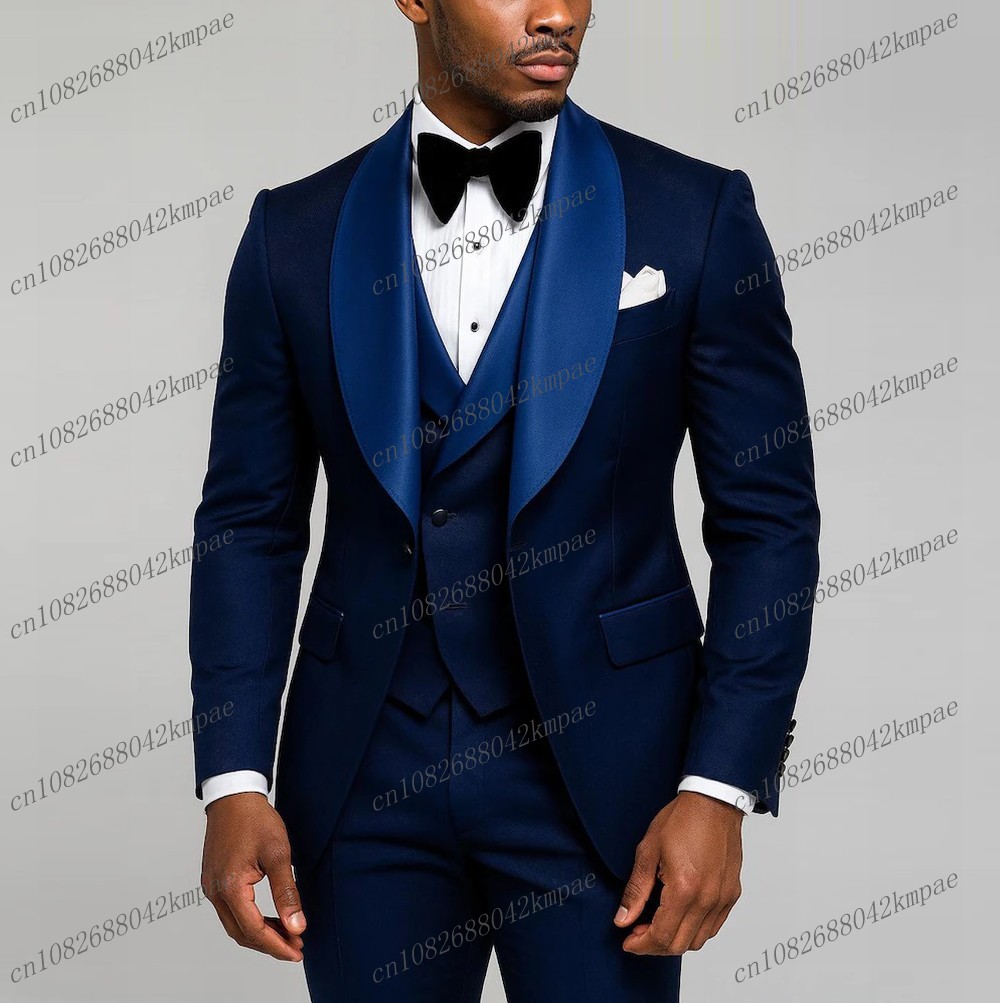 Men'S Formal Wear For A Wedding - Новый темно-синий деловой мужской костюм для