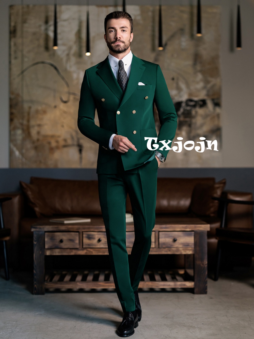 Elegant Formal Men'S Wear - Зеленый мужской костюм-двойка (пиджак и брюки)