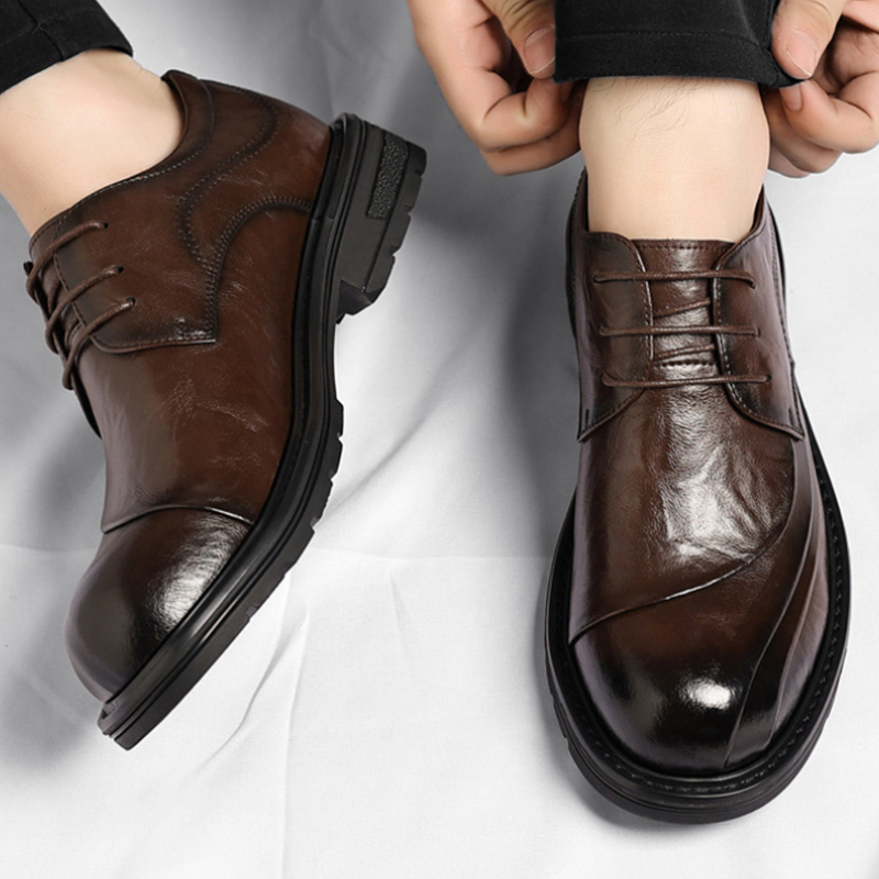 Men Formal Wear For Wedding - Коричневые туфли из натуральной кожи с