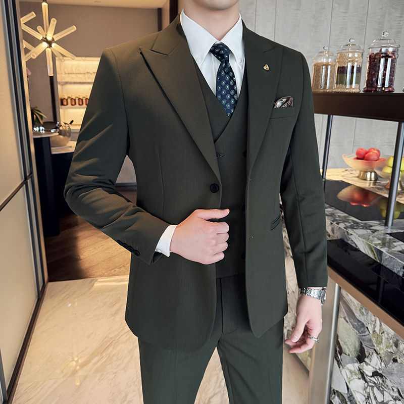 Korean Men Formal Wear - Облегающий комплект из трех предметов в