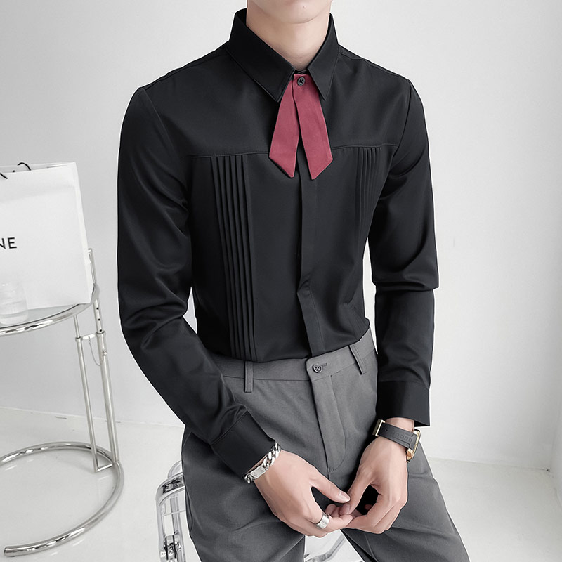 Korean Men Formal Wear - Роскошная мужская рубашка для свадьбы, вечеринки,