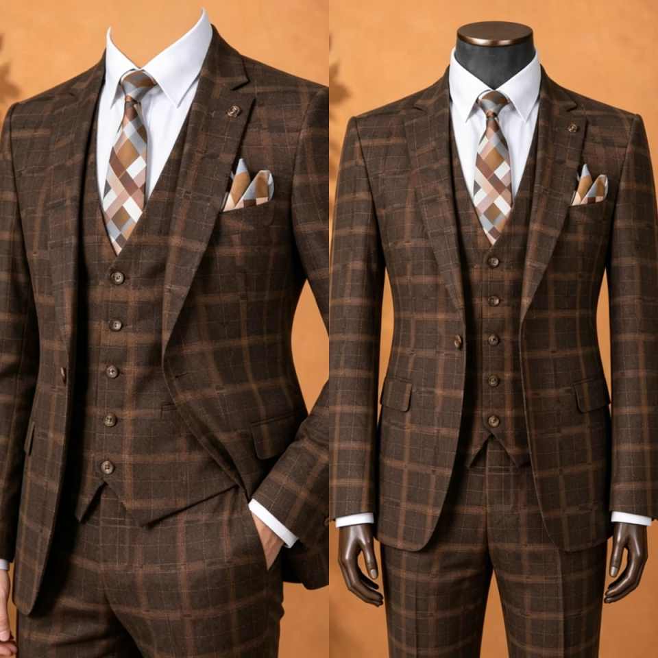 Elegant Formal Men'S Wear - Элегантный мужской костюм в коричневую клетку