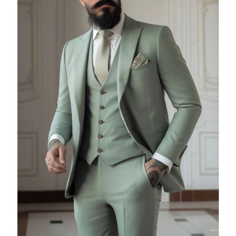 Men Formal Wear Dress - Светло-зеленые костюмы Мужские костюмы 3-х предметная
