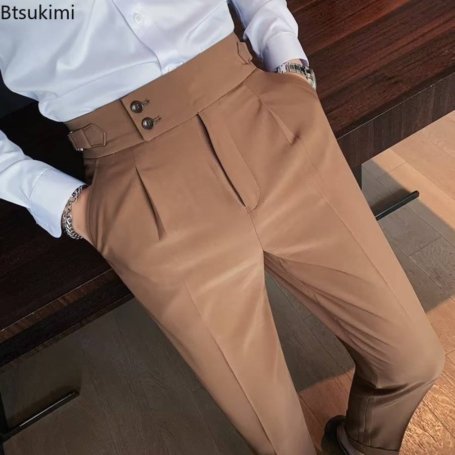 Men'S Formal Wear Accessories - Новинка 2026 года, мужские однотонные брюки,