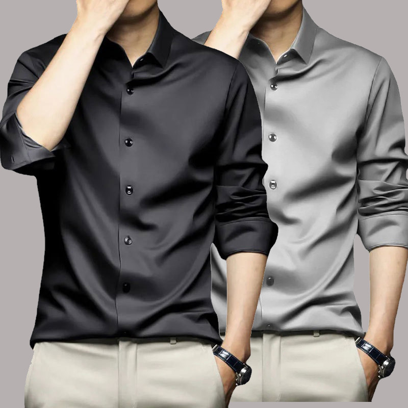 S-5XL Мужская рубашка с длинны – обзор и цена Korean Men Formal Wear