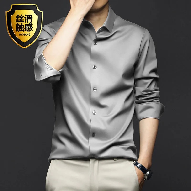 S-5XL Мужская рубашка с длинны – обзор и цена Korean Men Formal Wear