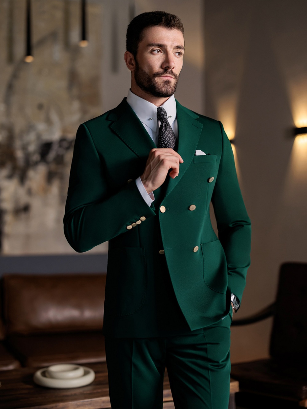 Зеленый мужской костюм-двойка  – обзор и цена Elegant Formal Men'S Wear